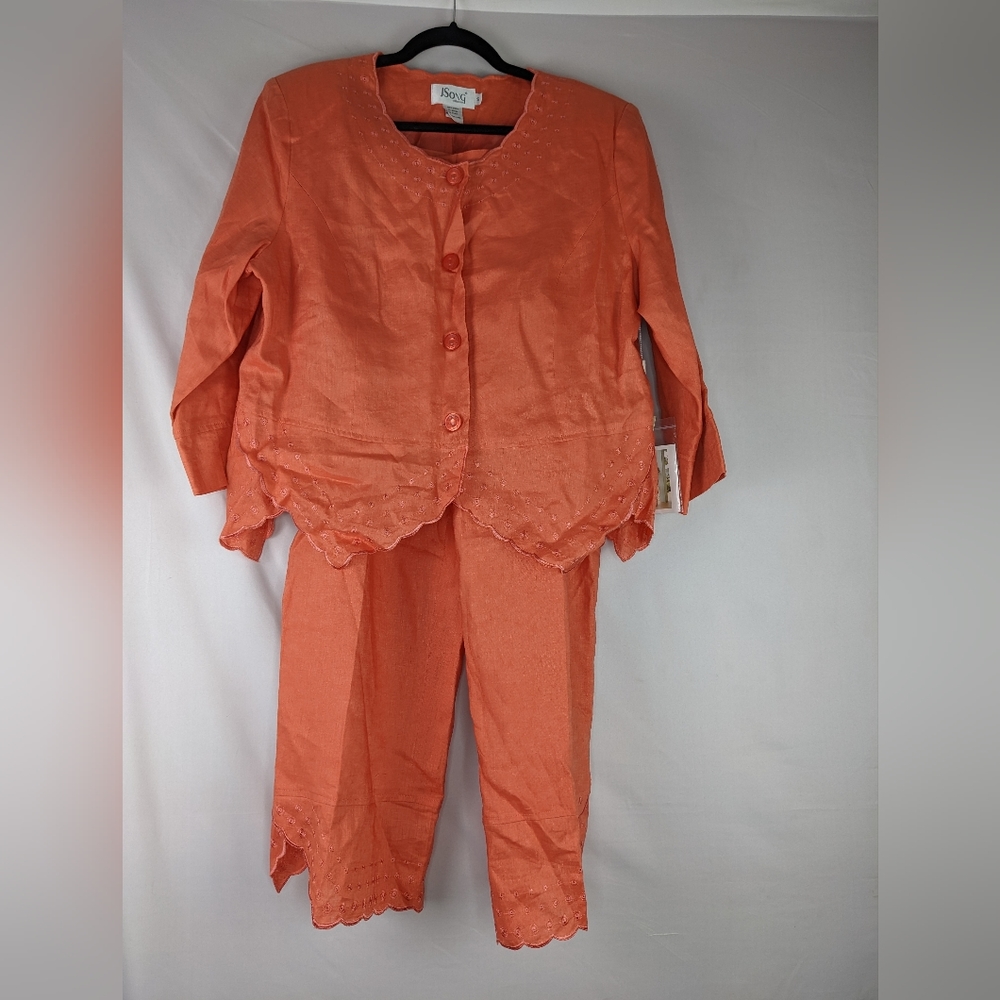 NWT JSONG WOMEN'S LINEN PANTS SET SIZE 18.